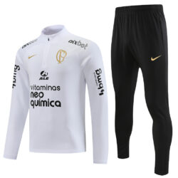 23-24 Palmeiras white with black pants half zipper sweater tracksuit