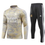 23-24 Real Madrid yellow with dragon half zipper sweater tracksuit