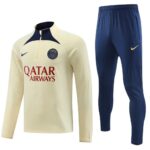 23-24 PS G beige with navy blue half zipper sweater tracksuit