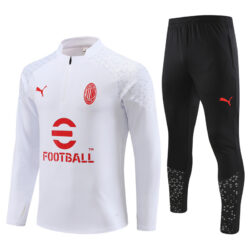 23-24 AC white with black pants half zipper sweater tracksuit