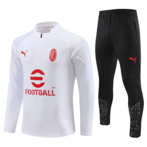 23-24 AC white with black pants half zipper sweater tracksuit