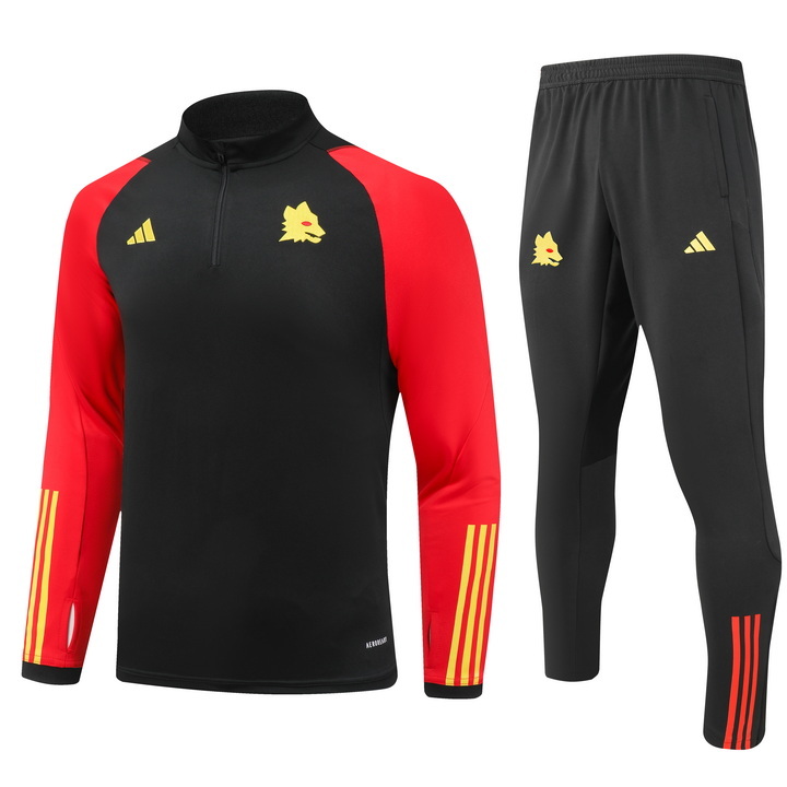 23-24 Roma black with red half zipper training tracksuit