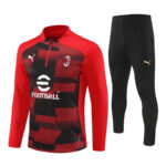 24-25 AC red with black half zipper training tracksuit
