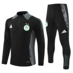 24-25 Algeria black with gray half zipper training tracksuit