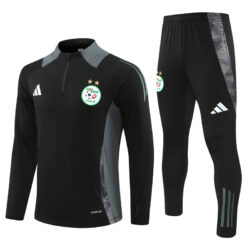 24-25 Algeria black with gray half zipper training tracksuit