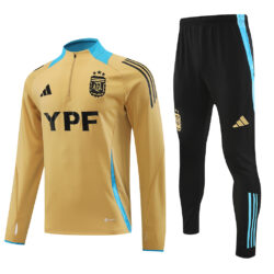 24-25 Argentina gold with blue half zipper training tracksuit