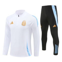 24-25 Argentina white with blue stripe half zipper training tracksuit