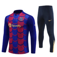24-25 Bar blue with red half zipper training tracksuit