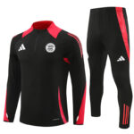 24-25 Bayern black with red half zipper training tracksuit