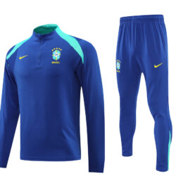 24-25 Brazil color blue half zipper training tracksuit