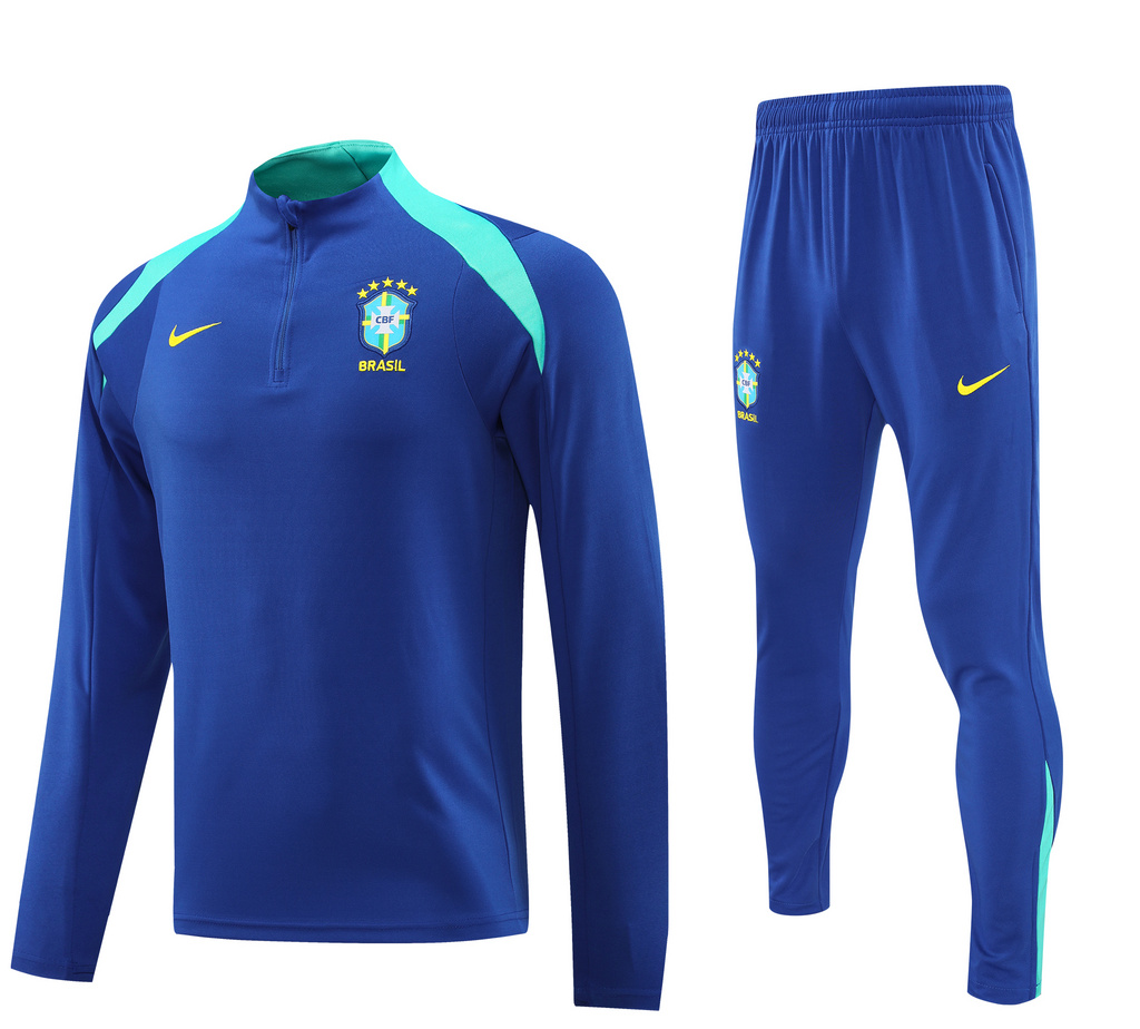 24-25 Brazil color blue half zipper training tracksuit 24-25 Brazil color blue half zipper training tracksuit