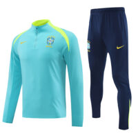 24-25 Brazil light green half zipper training tracksuit