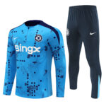 24-25 Chelsea light blue with navy blue pattern half zipper training tracksuit