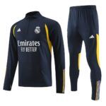 23-24 Real Madrid navy blue with yellow half zipper sweater tracksuit