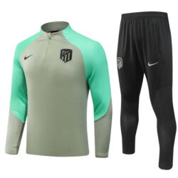 23-24 ATM green stripe half zipper training tracksuit