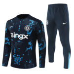 24-25 Chelsea navy blue with light blue pattern half zipper training tracksuit