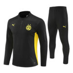 24-25 Dortmund black with yellow half zipper training tracksuit