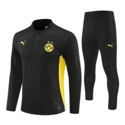 24-25 Dortmund black with yellow half zipper training tracksuit