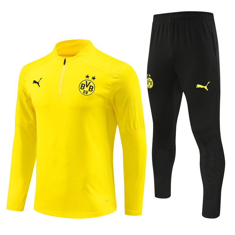 24-25 Dortmund yellow with black pants half zipper training tracksuit 24-25 Dortmund yellow with black pants half zipper training tracksuit