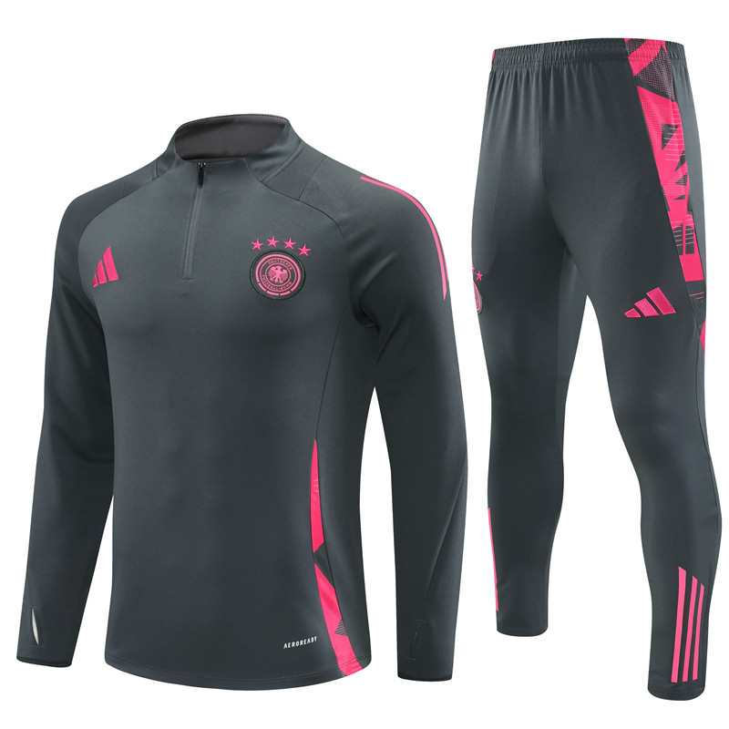 24-25 Germany dark gray with pink half zipper training tracksuit 24-25 Germany dark gray with pink half zipper training tracksuit