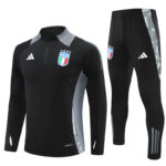 24-25 Italy black with gray half zipper training tracksuit