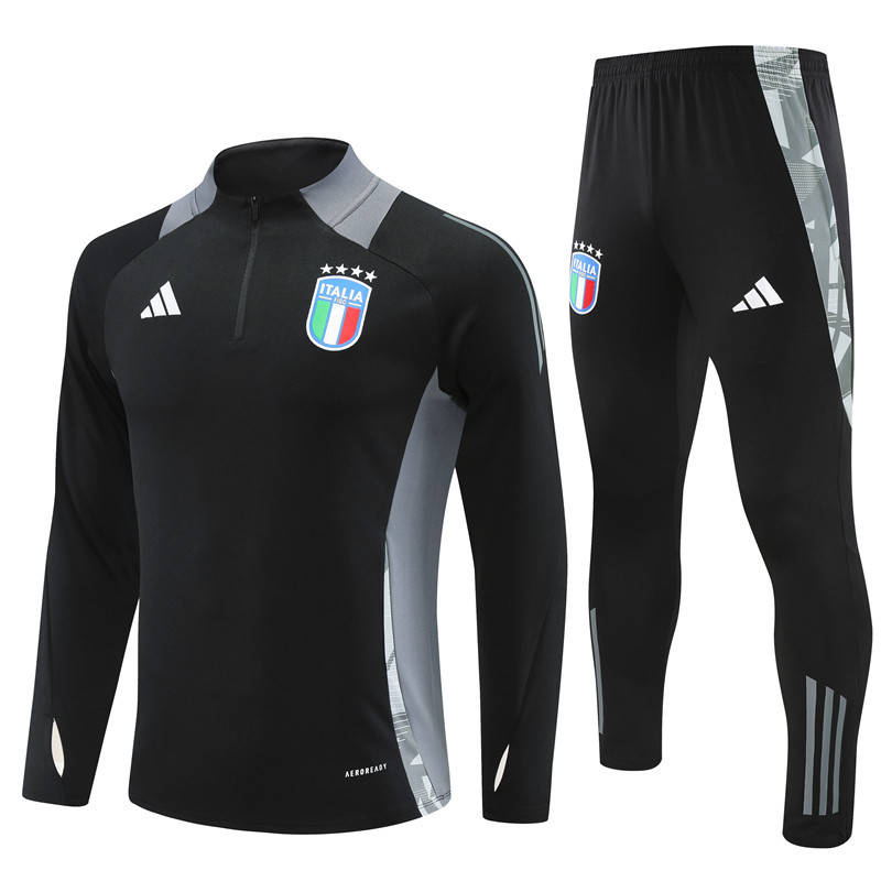 24-25 Italy black with gray half zipper training tracksuit 24-25 Italy black with gray half zipper training tracksuit