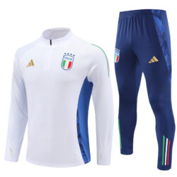 24-25 Italy white with blue half zipper training tracksuit