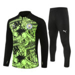 24-25 Man City Fluorescent green with black half zipper training tracksuit