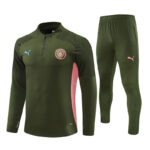 24-25 Man City army green with pink and blue half zipper training tracksuit