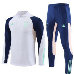 23-24 Ajax white with blue half zipper sweater tracksuit