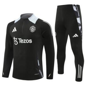 24-25 Manud black with gray half zipper training tracksuit