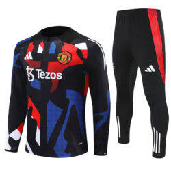 24-25 Manud camo black with red and blue half zipper sweater tracksuit