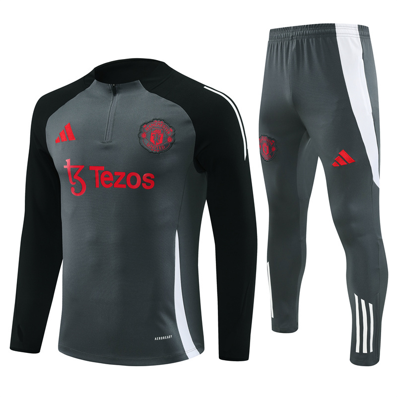 24-25 Manud dark gray with black arm half zipper training tracksuit 24-25 Manud dark gray with black arm half zipper training tracksuit