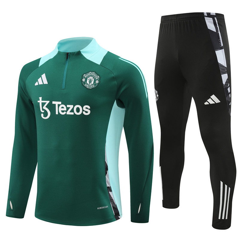 24-25 Manud green with black half zipper training tracksuit 24-25 Manud green with black half zipper training tracksuit