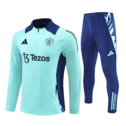 24-25 Manud light blue with navy blue half zipper training tracksuit