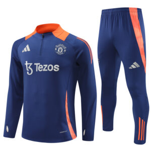 24-25 Manud navy blue with orange half zipper training tracksuit