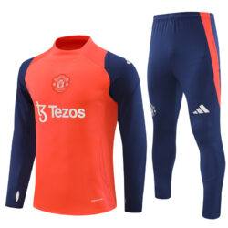 24-25 Manud orange with navy blue pullover training tracksuit