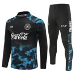 24-25 Napoli black with blue half zipper training tracksuit