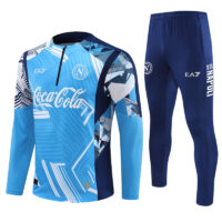 24-25 Napoli light blue with navy blue half zipper training tracksuit