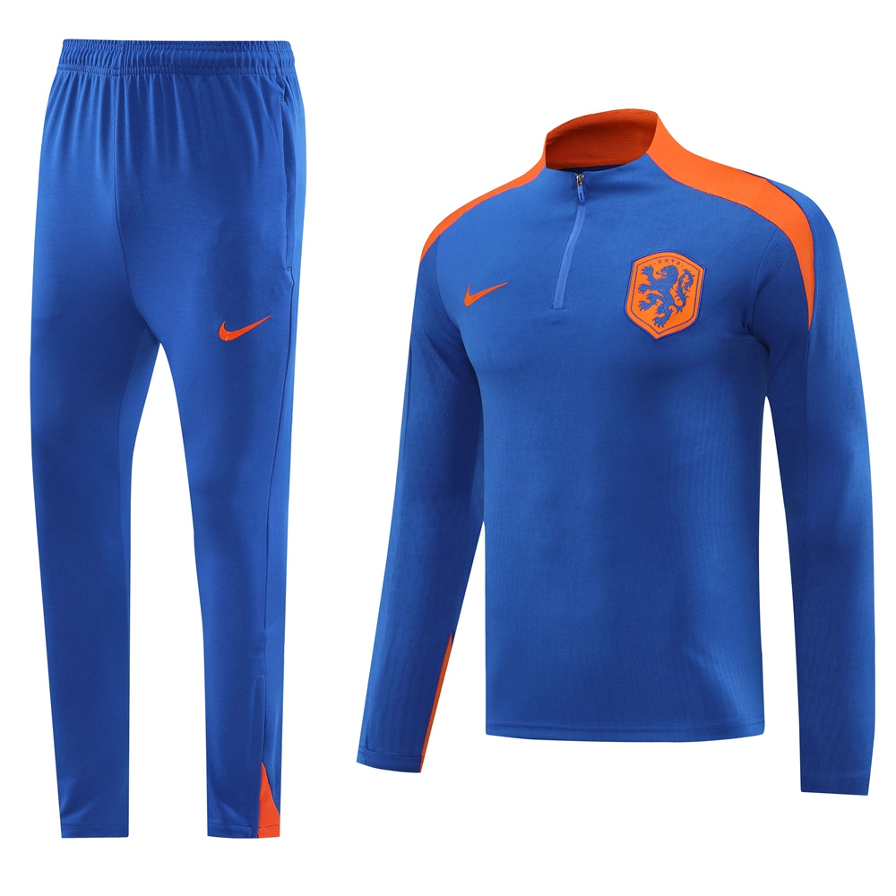 24-25 Netherlands color blue with orange half zipper training tracksuit