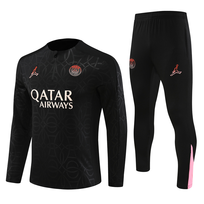 24-25 PS G Jrdan black with embossing half zipper training tracksuit 24-25 PS G Jrdan black with embossing half zipper training tracksuit