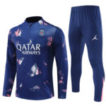 24-25 PS G navy blue with pink half zipper training tracksuit