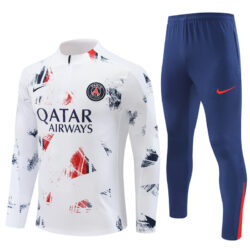24-25 PS G white with red and blue stripe half zipper training tracksuit