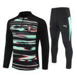 24-25 Portugal black with green half zipper sweater tracksuit