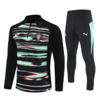 24-25 Portugal black with green half zipper sweater tracksuit