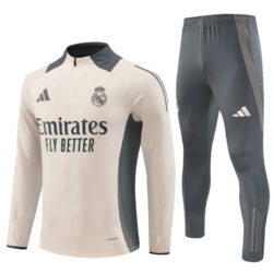 24-25 Real Madrid beige with gray half zipper training tracksuit