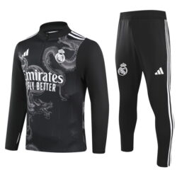 24-25 Real Madrid black with dragon half zipper training tracksuit