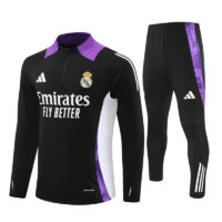 24-25 Real Madrid black with purple half zipper training tracksuit