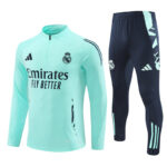 24-25 Real Madrid lake blue with navy blue half zipper training tracksuit