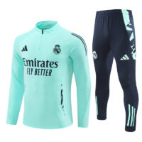 24-25 Real Madrid lake blue with navy blue half zipper training tracksuit